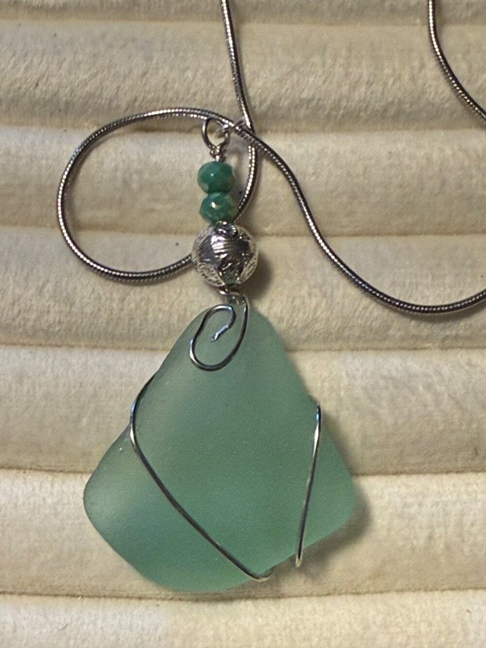 Caribbean Aqua Treasure – Rare Puerto Rico Sea Glass & Natural Stone Necklace